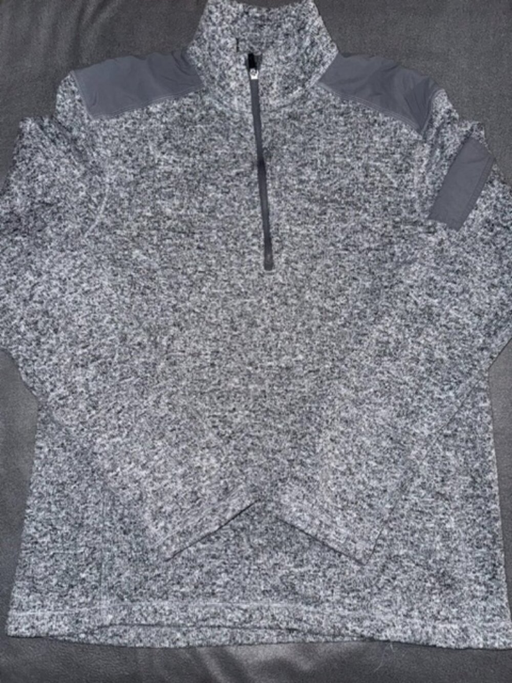 Eddie Bauer Pullover Sweater Mens XL Gray Knit 1/2 Zip Jacket Long Sleeve Pocket